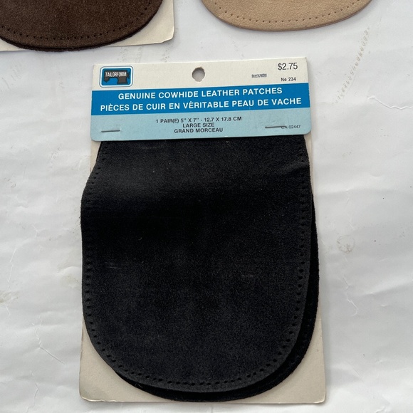 3 Pkgs Leather Sew-On Patches Genuine Cowhide 2 Tan & 4 Brown Perforated Vintage - Picture 2 of 4